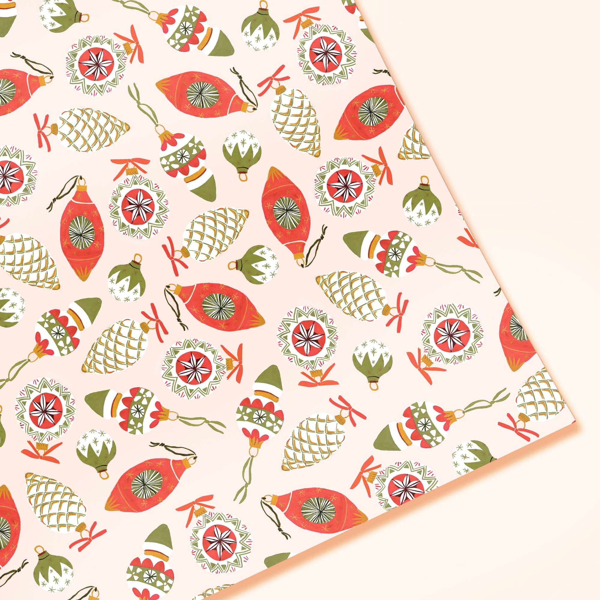 Christmas Baubles Wrapping Paper Sheet