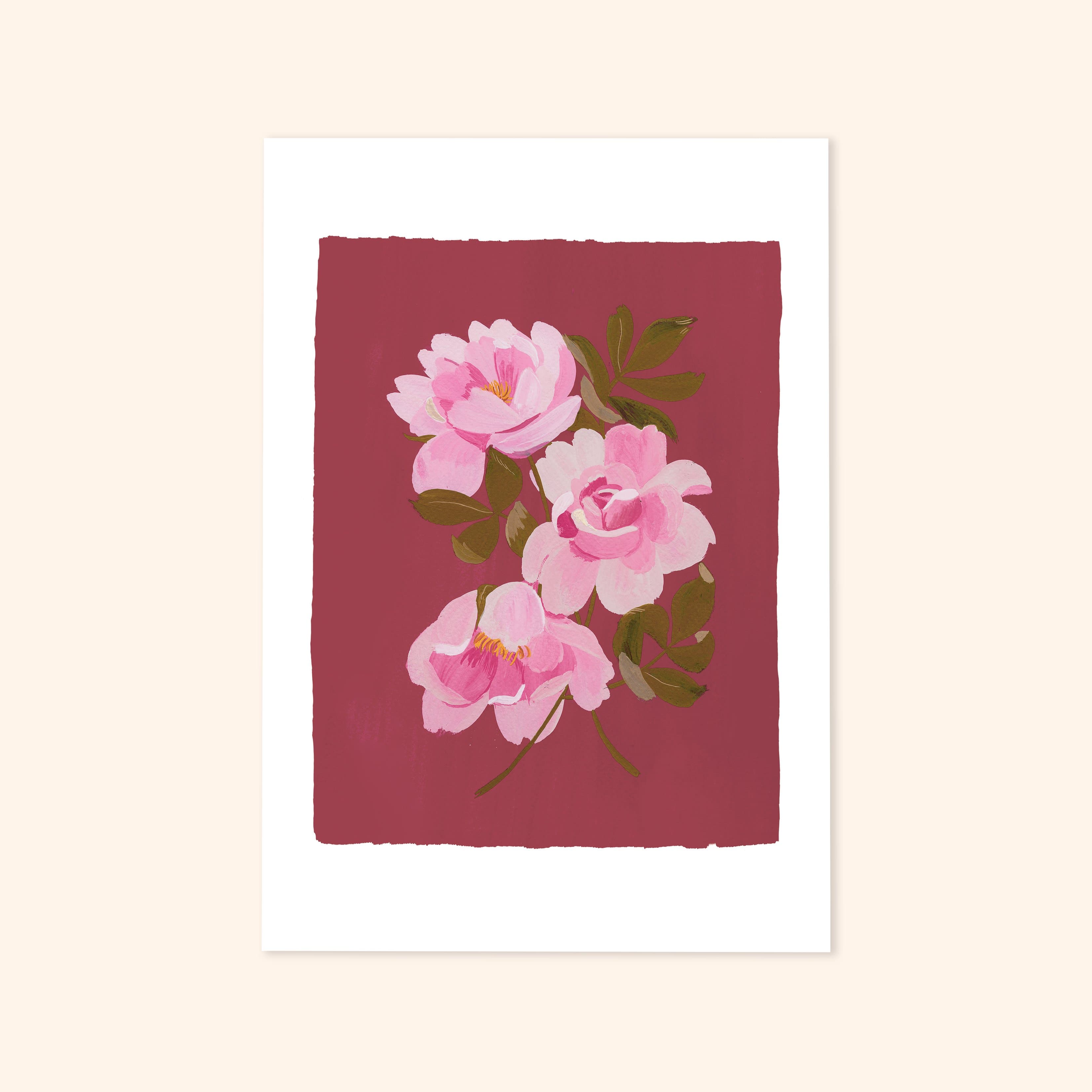 Pink Floral Botanical Print - Tea Roses