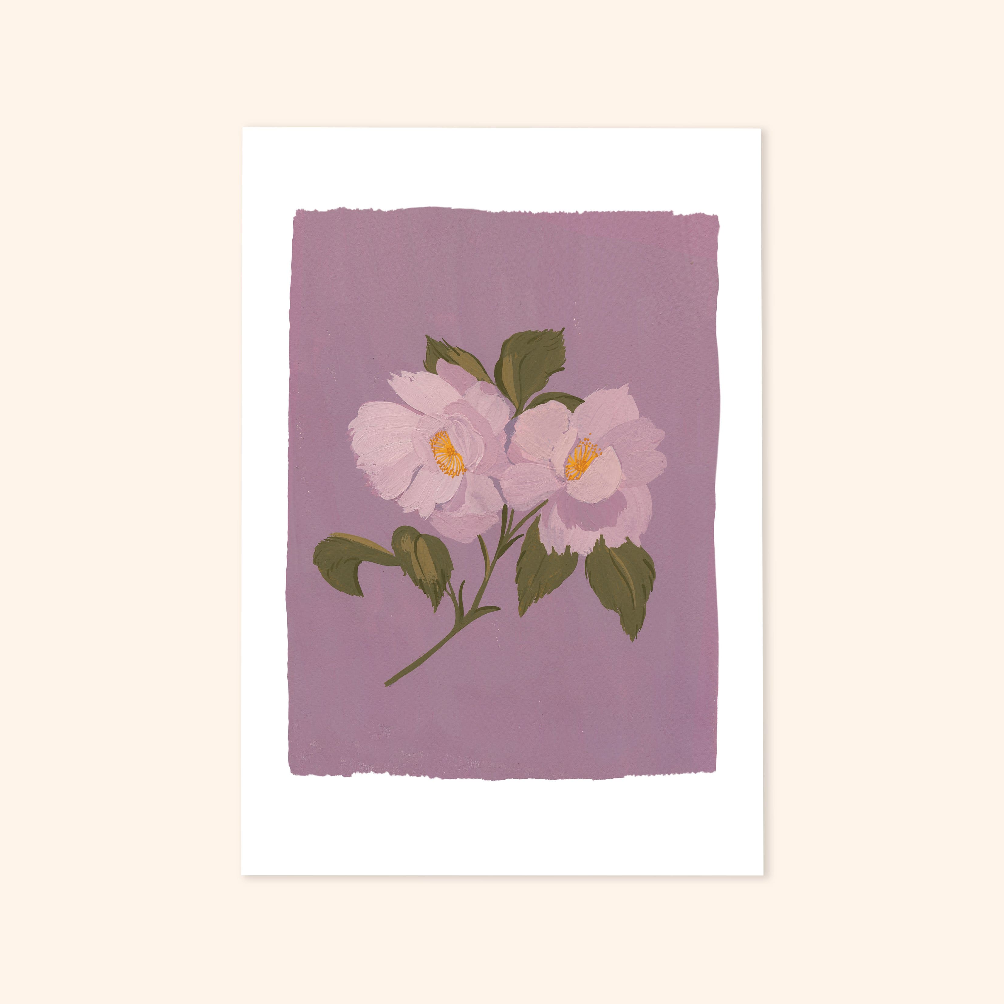 Purple Rose Floral Botanical Art Print