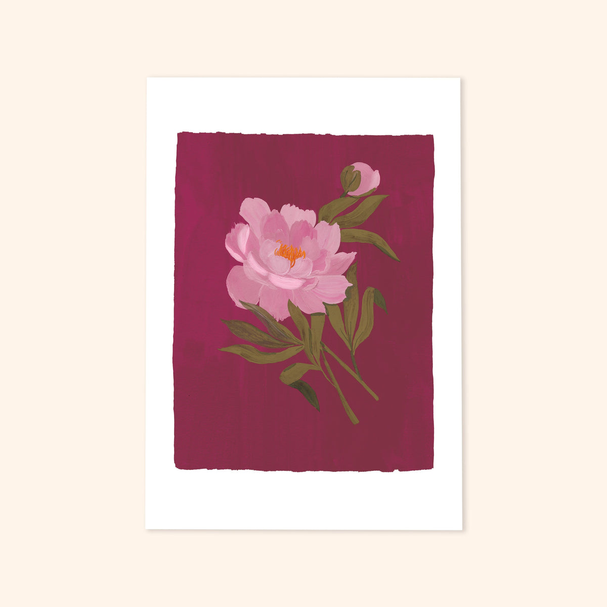 Pink Peony Floral Botanical Art Print