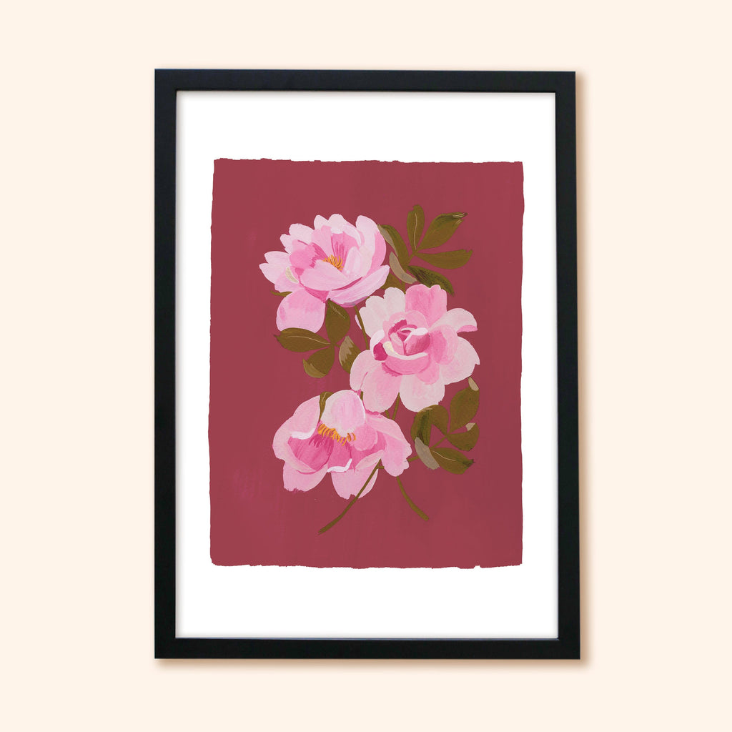 Pink Floral Botanical Print - Tea Roses