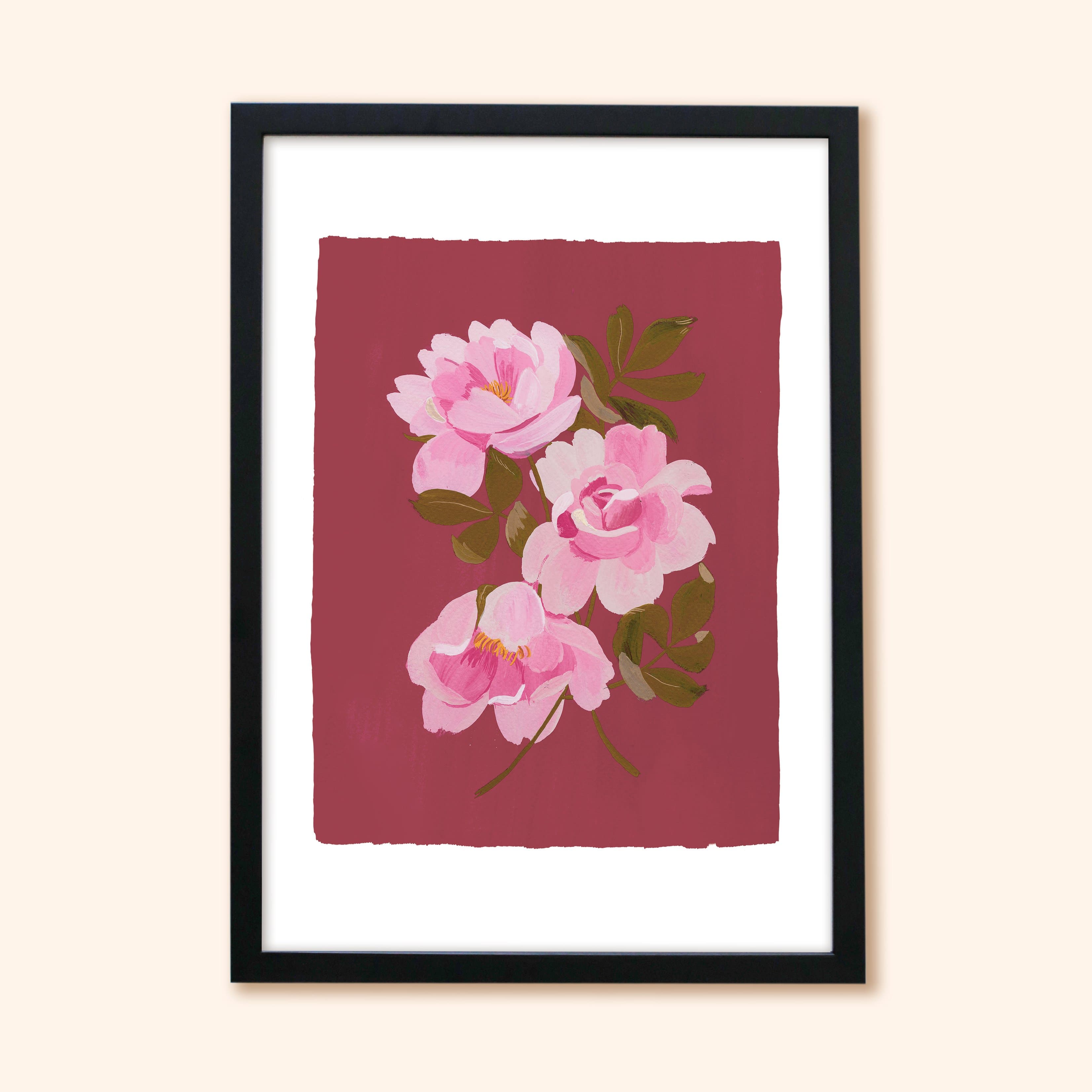 Pink Floral Botanical Print - Tea Roses