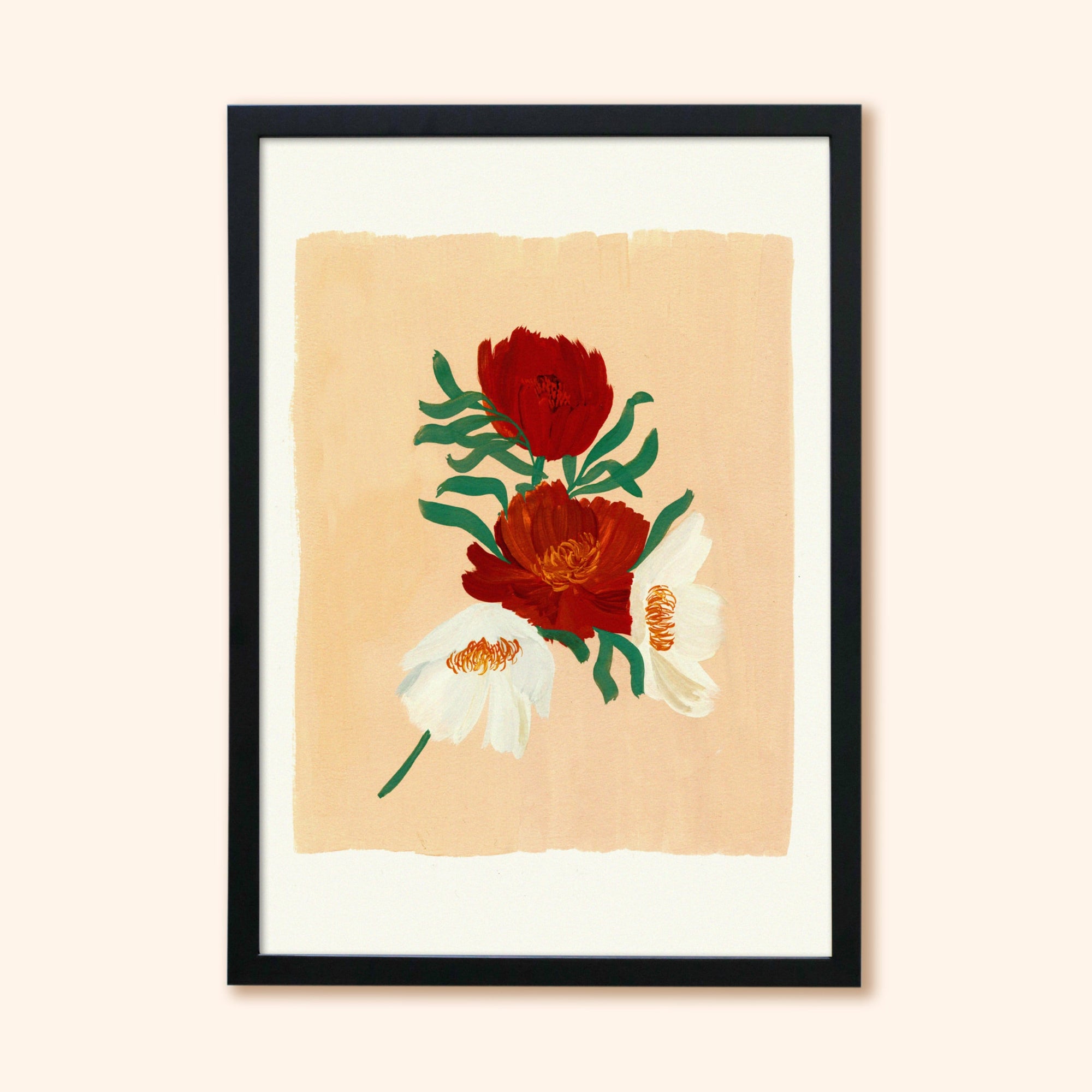 Beige Floral Botanical Art Print - Cosmos