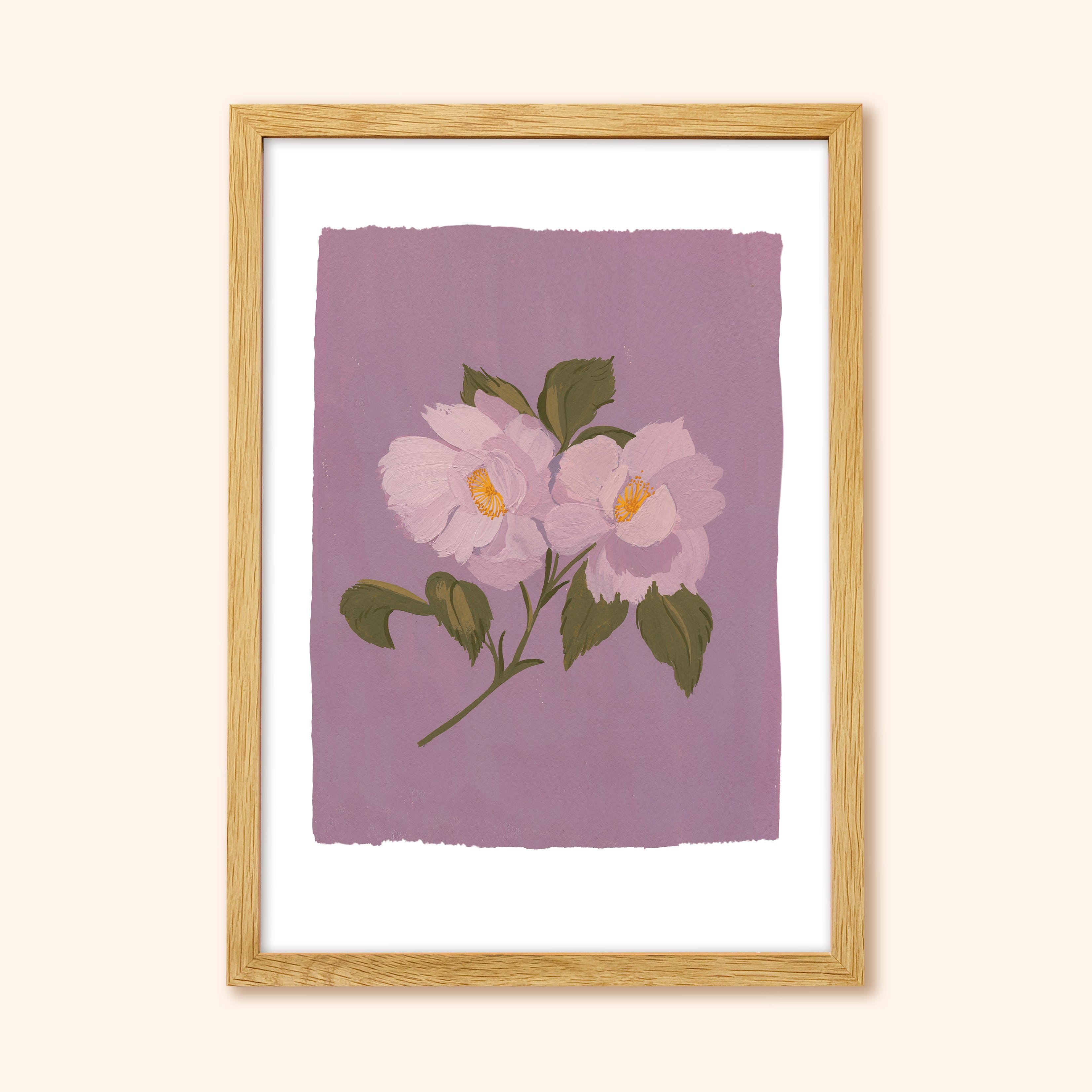 Purple Rose Floral Botanical Art Print