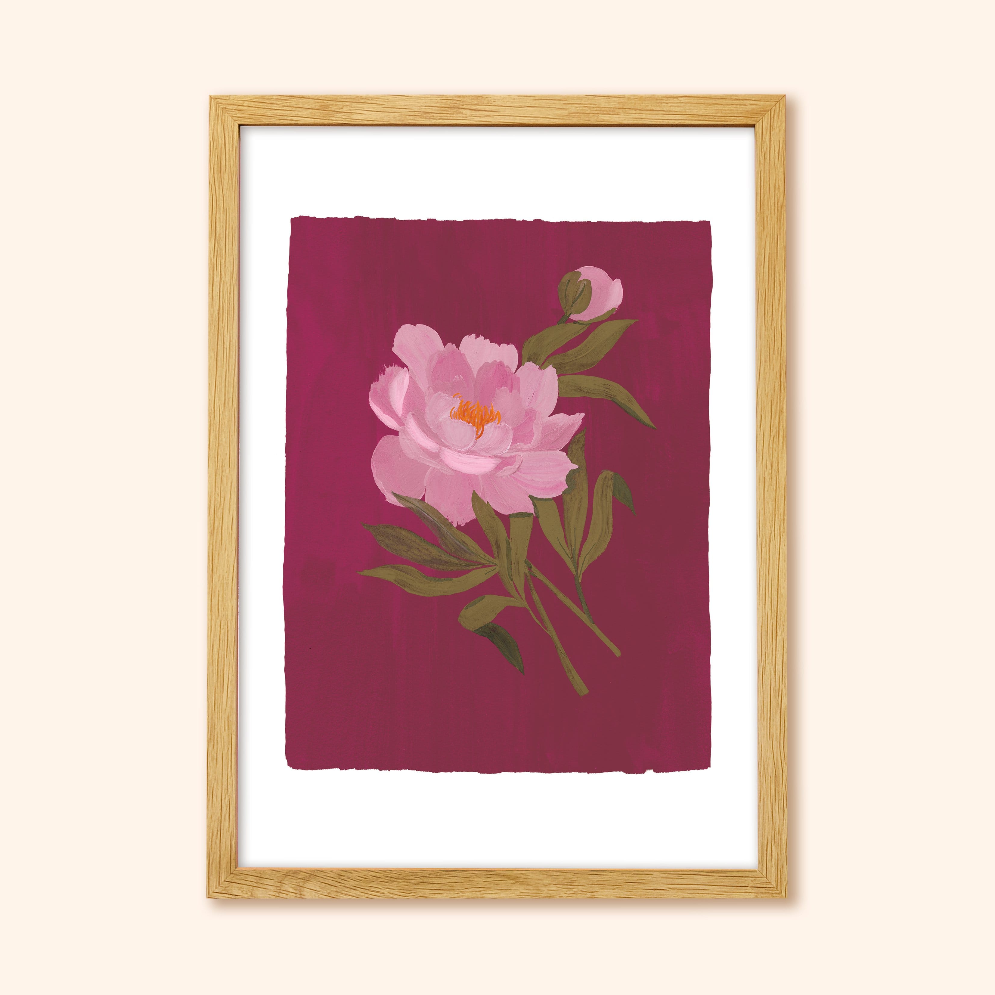 Pink Peony Floral Botanical Art Print