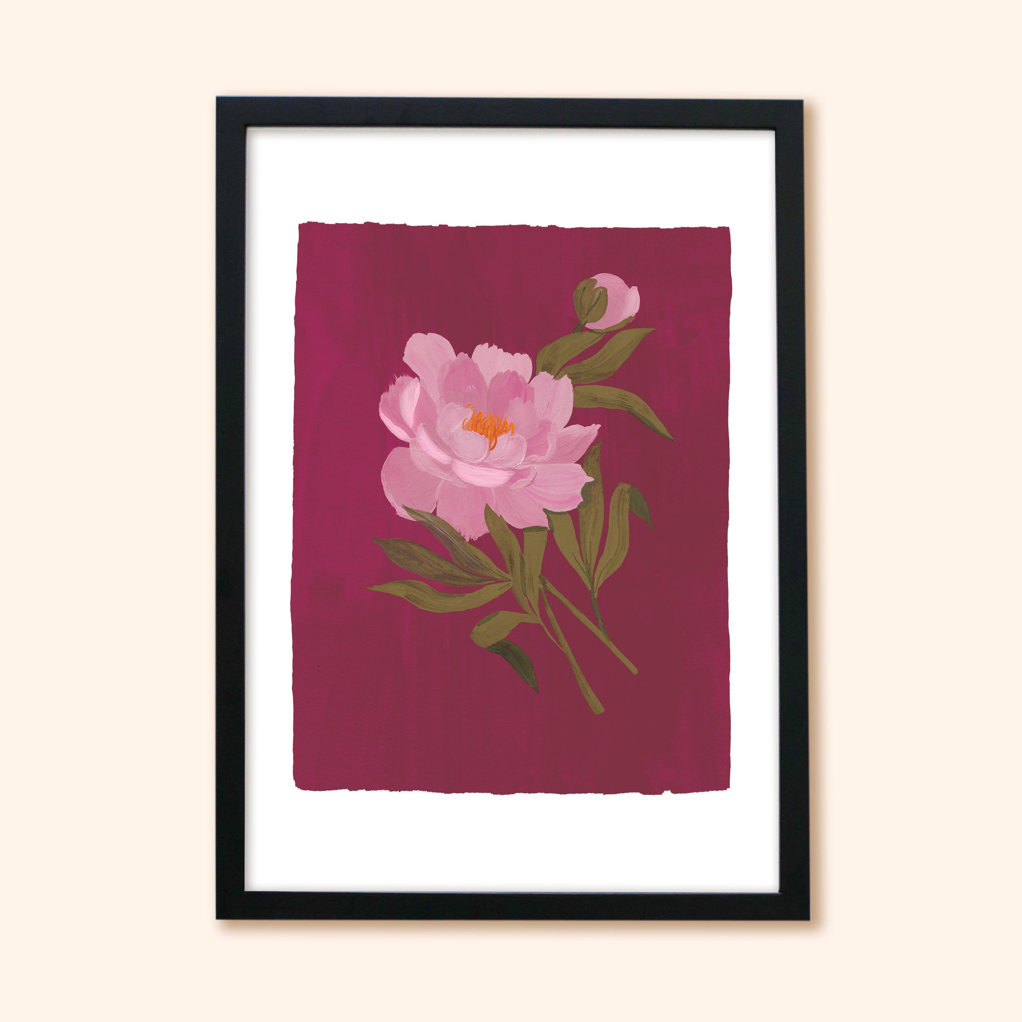 Pink Peony Floral Botanical Art Print