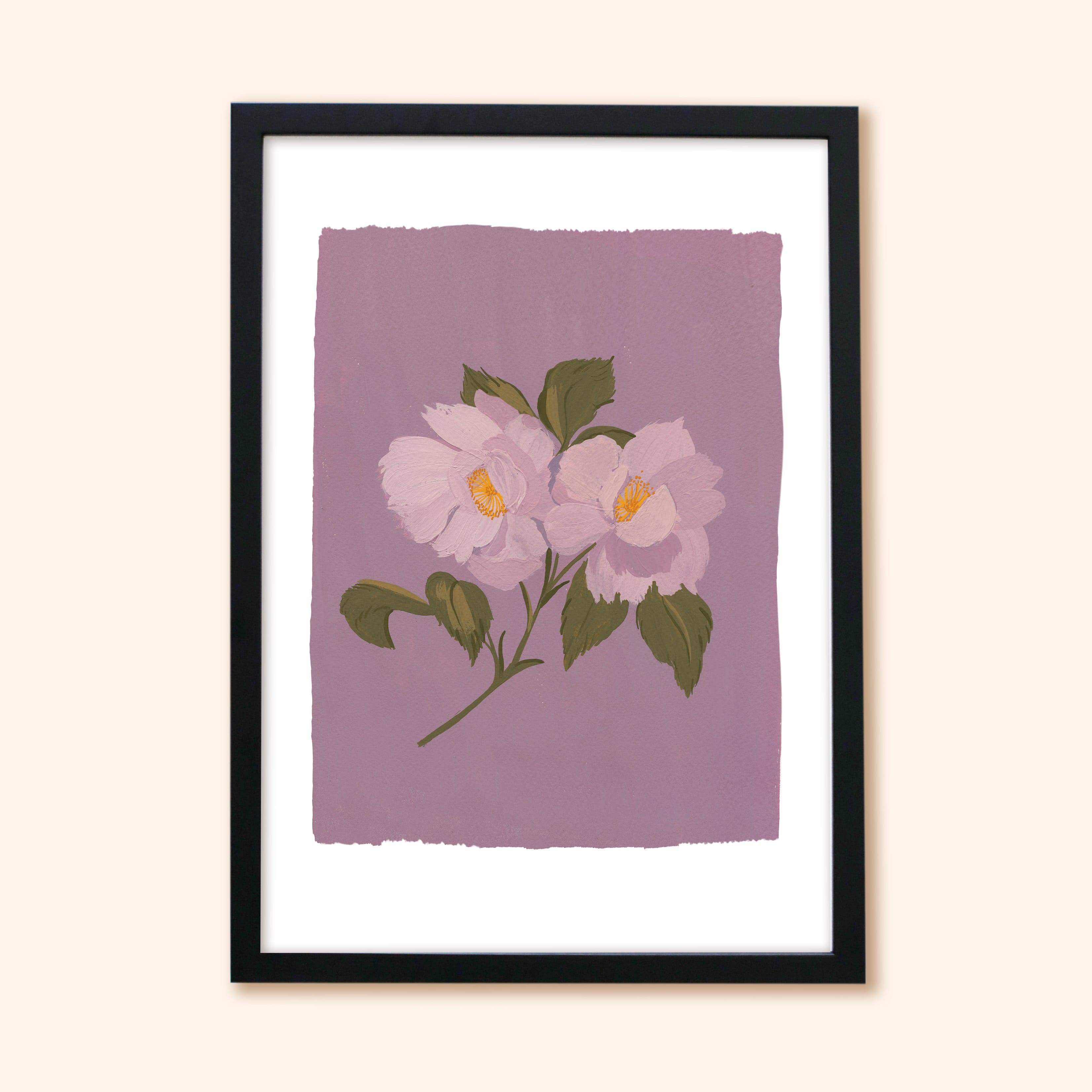 Purple Rose Floral Botanical Art Print