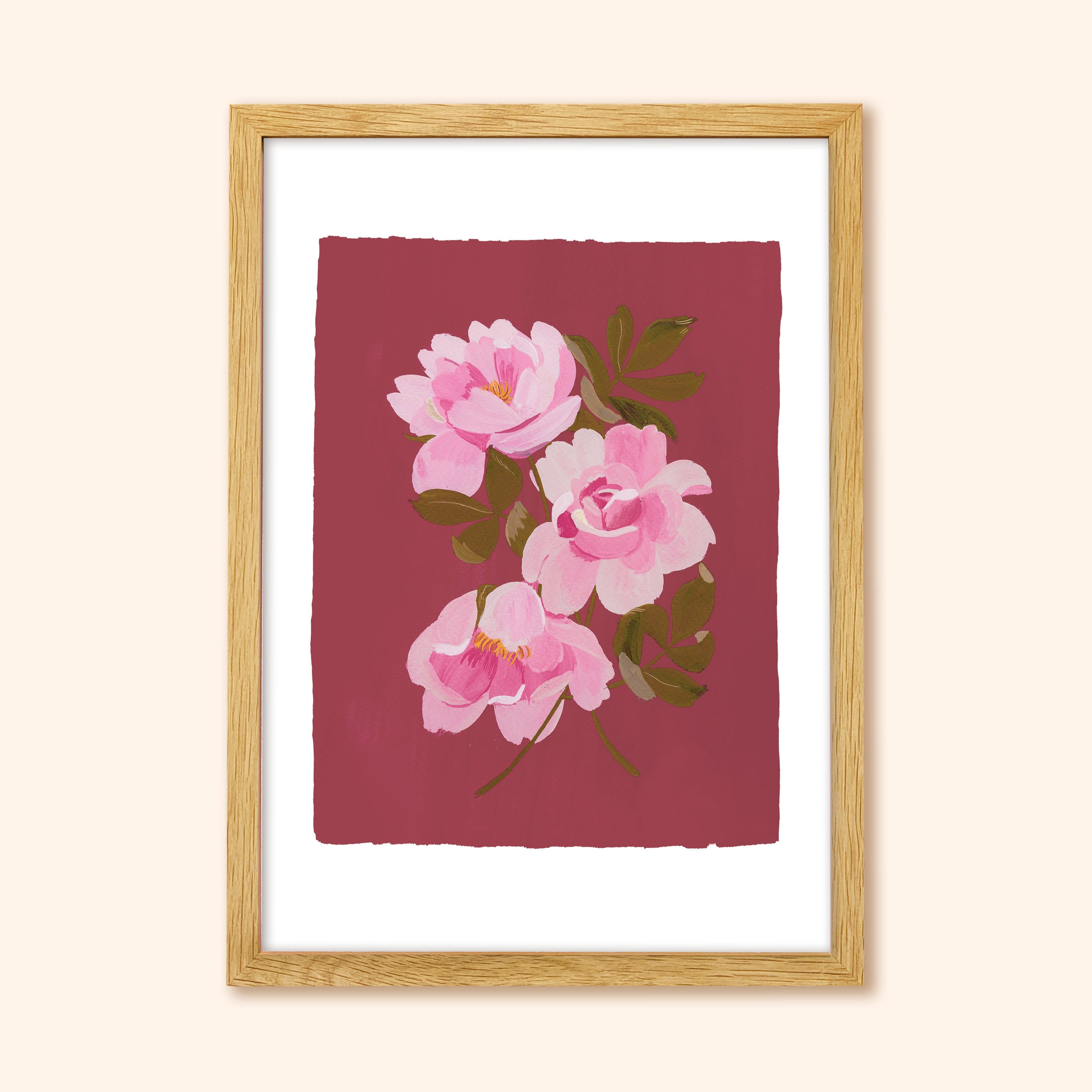 Pink Floral Botanical Print - Tea Roses