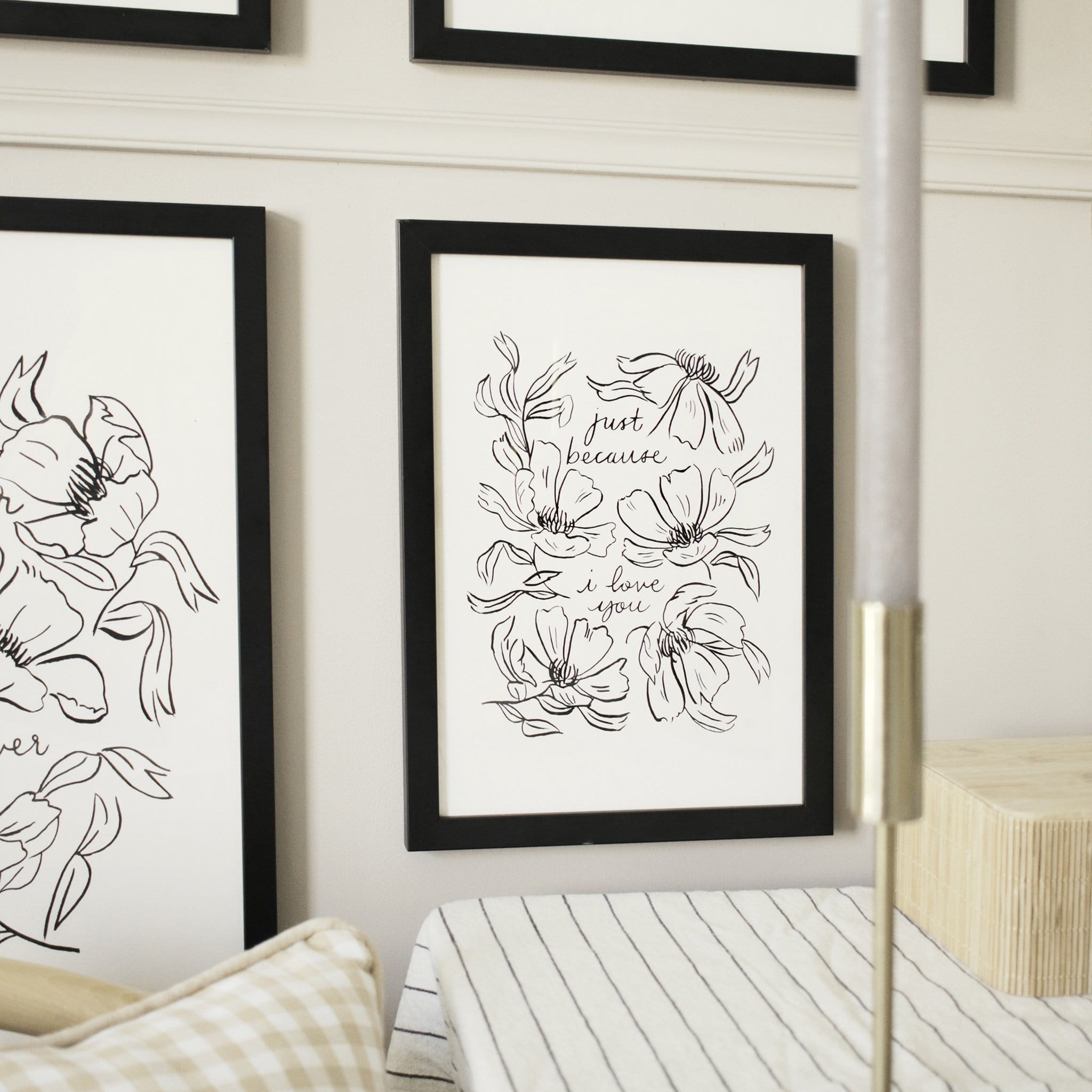 Flower Line Art Love Print - Just Because I Love You