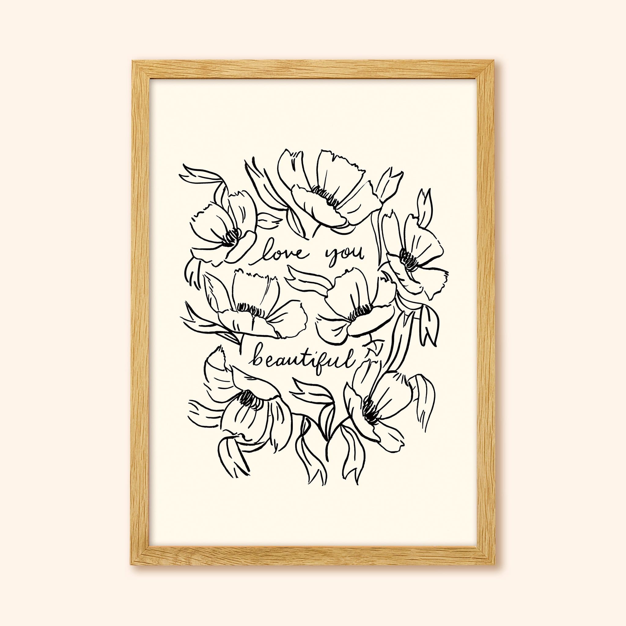 Flower Outline Art Print - Love You Beautiful