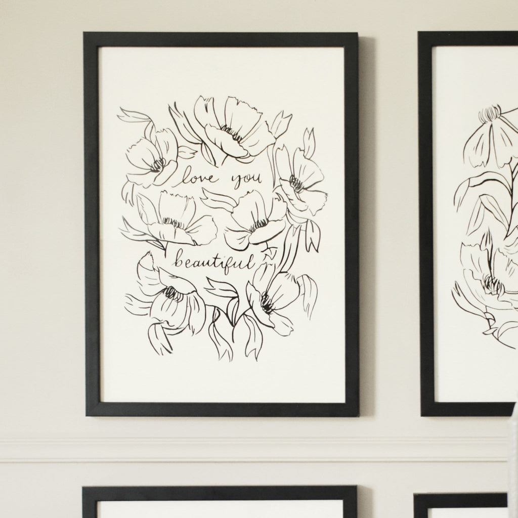 Flower Outline Art Print - Love You Beautiful