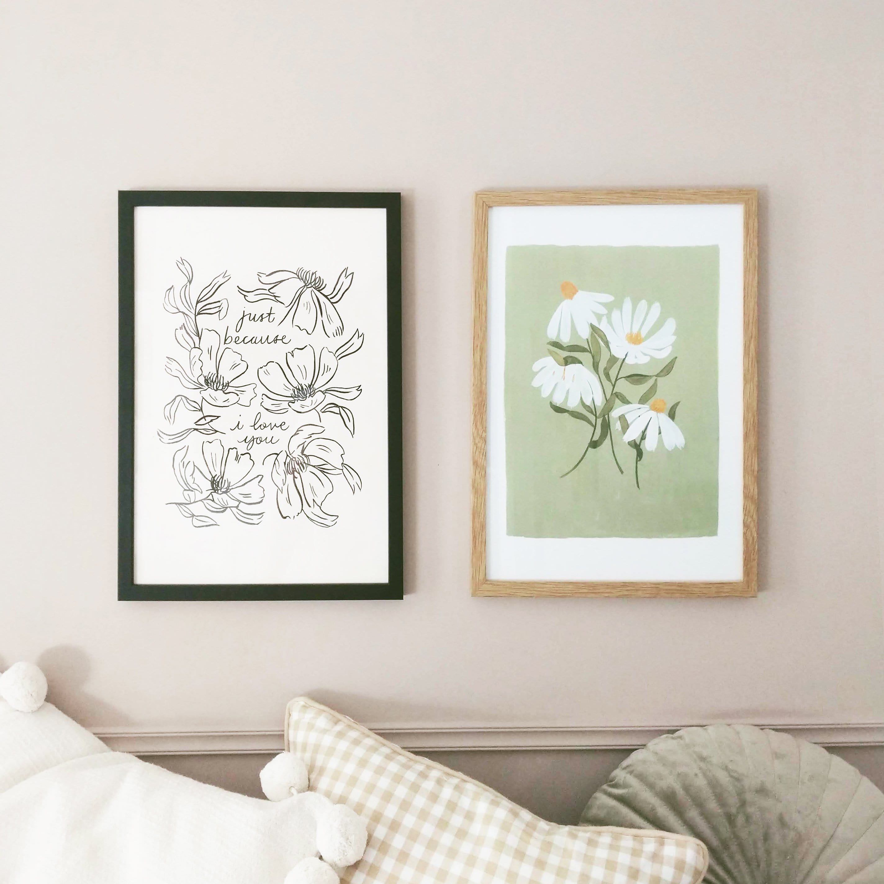 Flower Line Art Love Print - Just Because I Love You