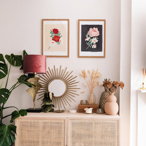 Beige Floral Botanical Art Print - Cosmos