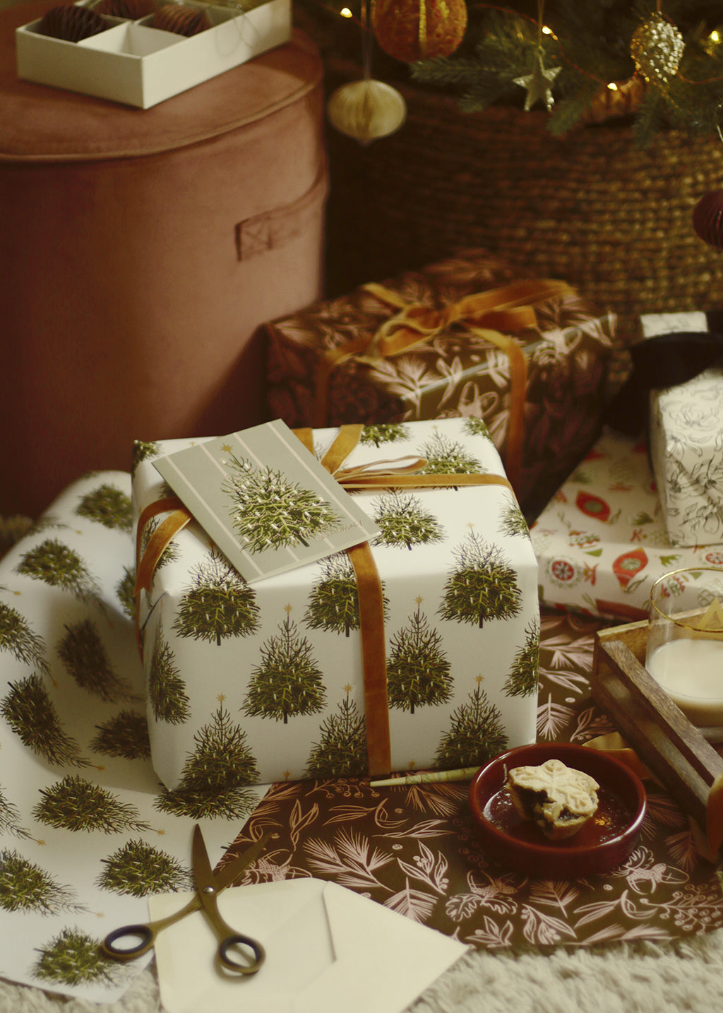 Christmas Tree Pattern Wrapping Paper Sheet