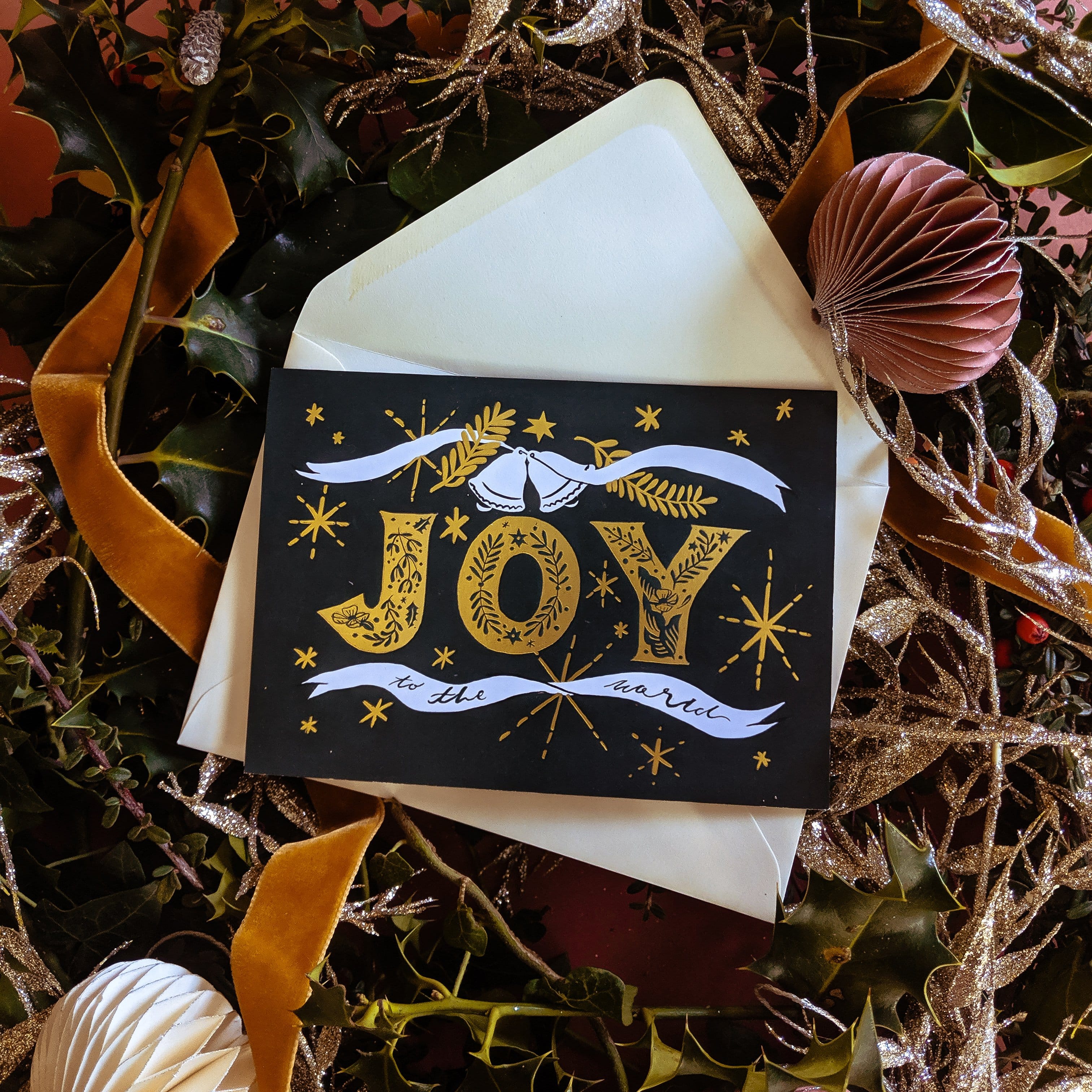 JOY Gold Typography Christmas Card