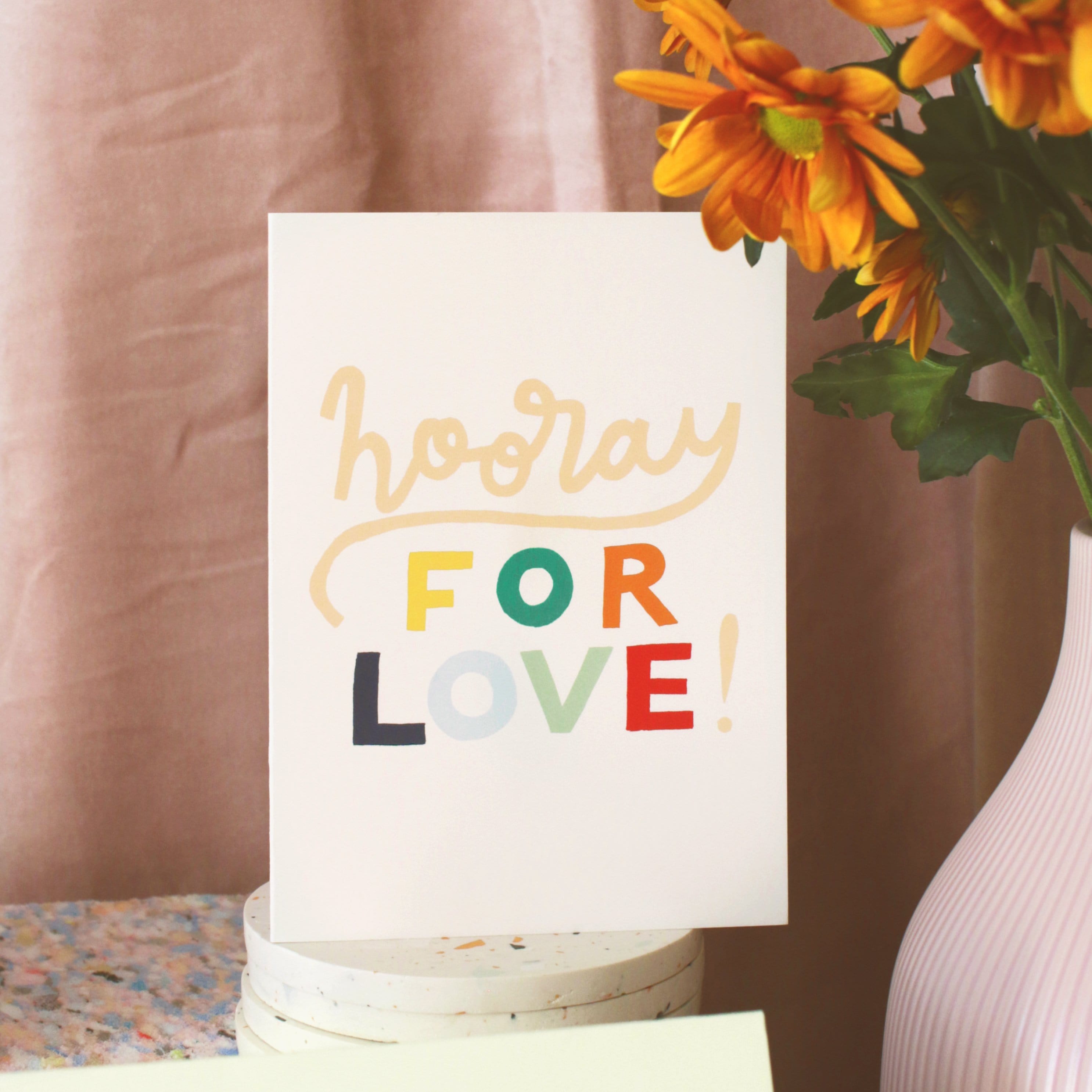 Rainbow Lettering Engagement Card