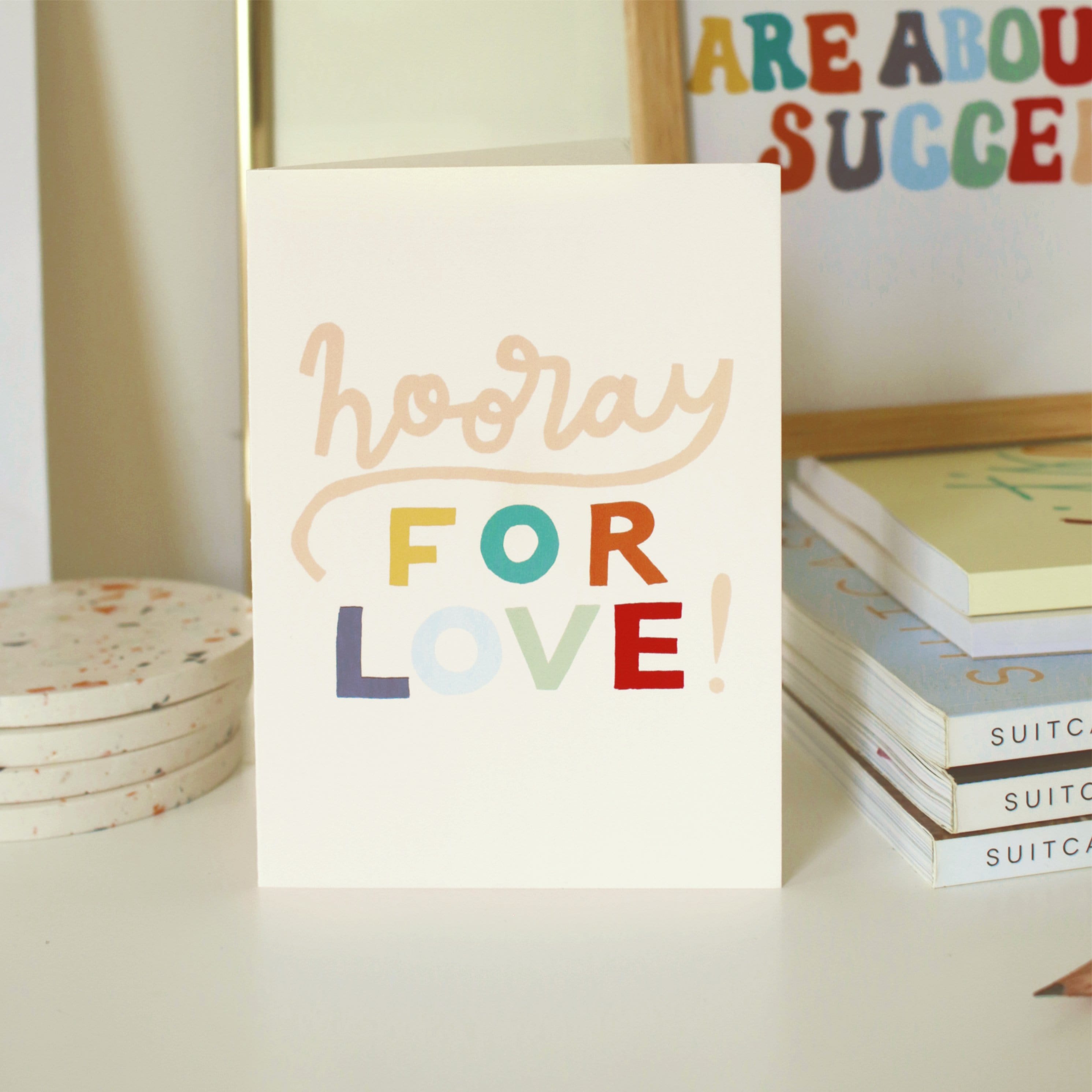 Rainbow Lettering Engagement Card