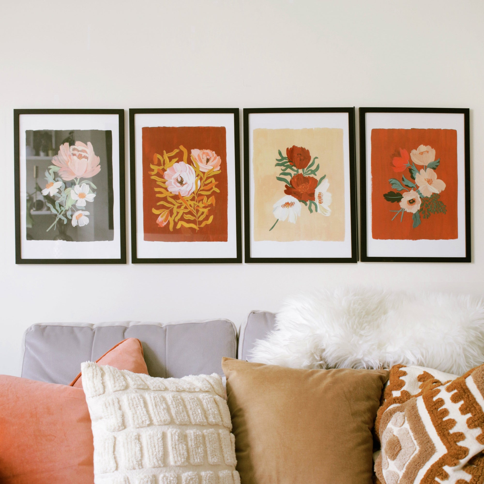 Beige Floral Botanical Art Print - Cosmos