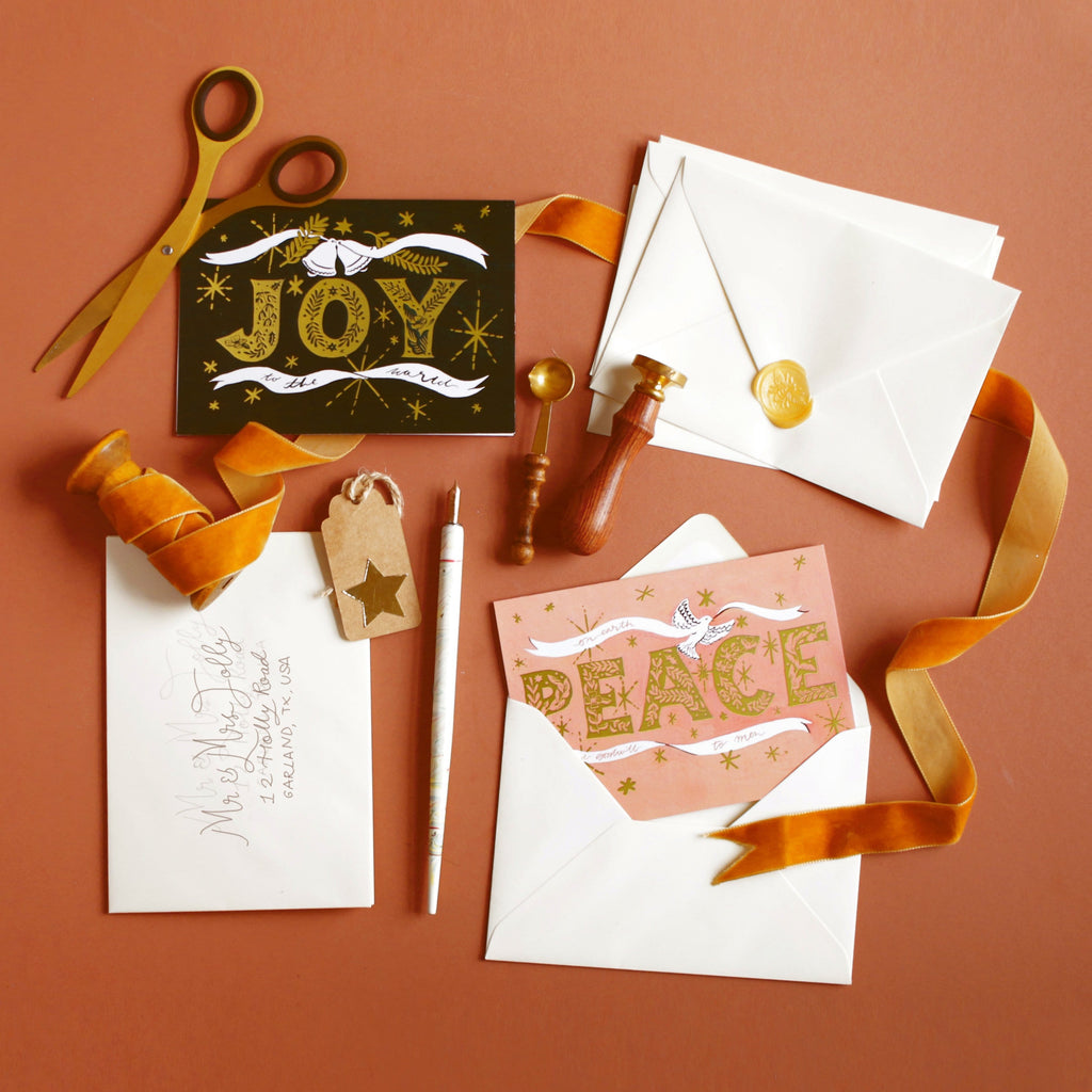JOY Gold Typography Christmas Card