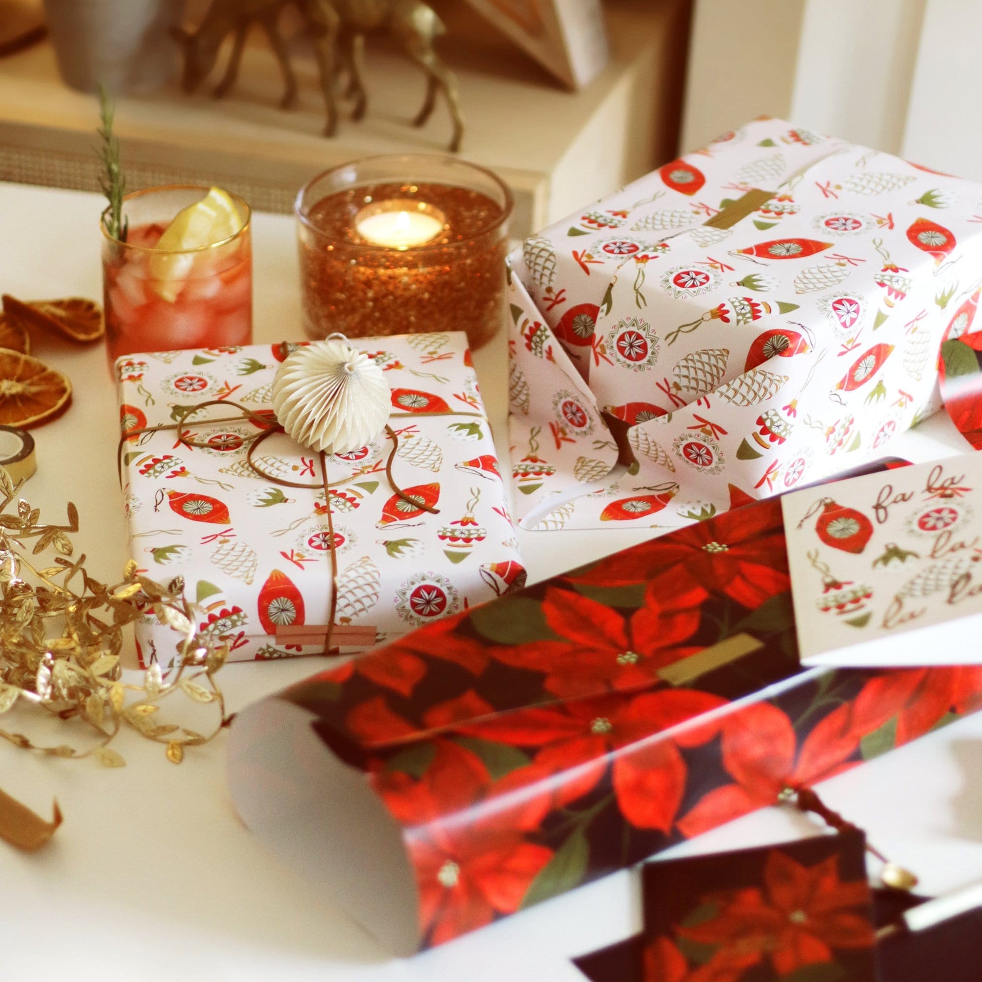 Christmas Baubles Wrapping Paper Sheet