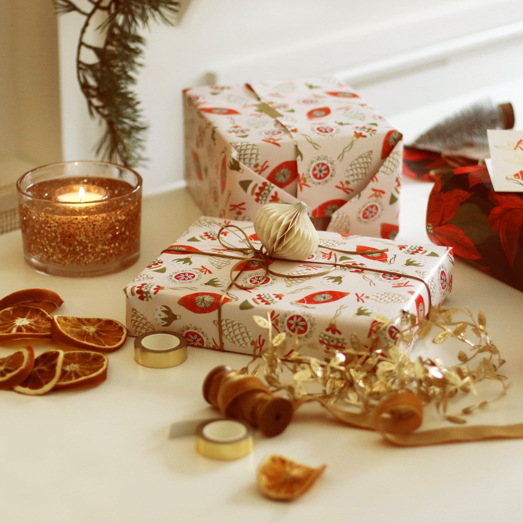 Christmas Baubles Wrapping Paper Sheet