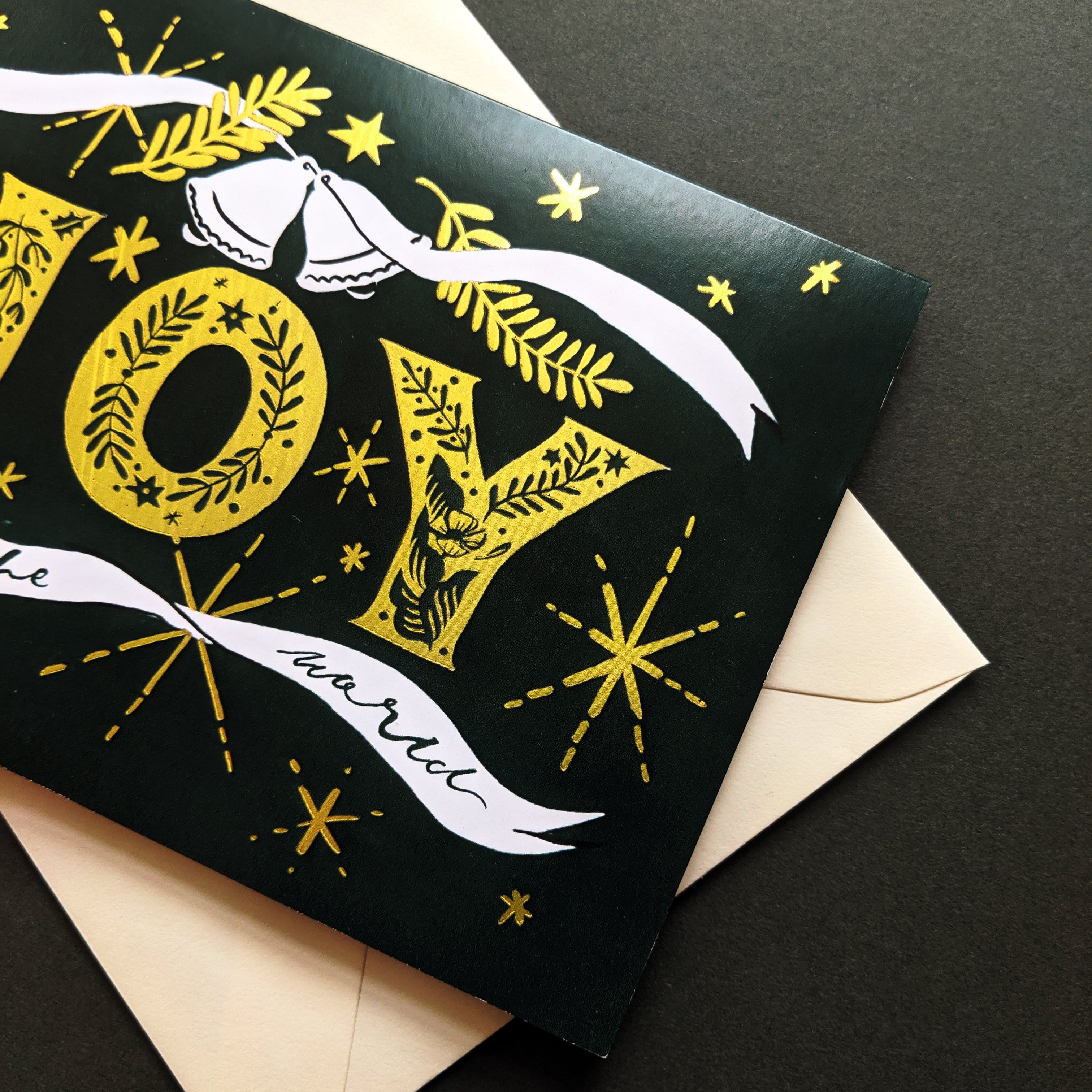 JOY Gold Typography Christmas Card