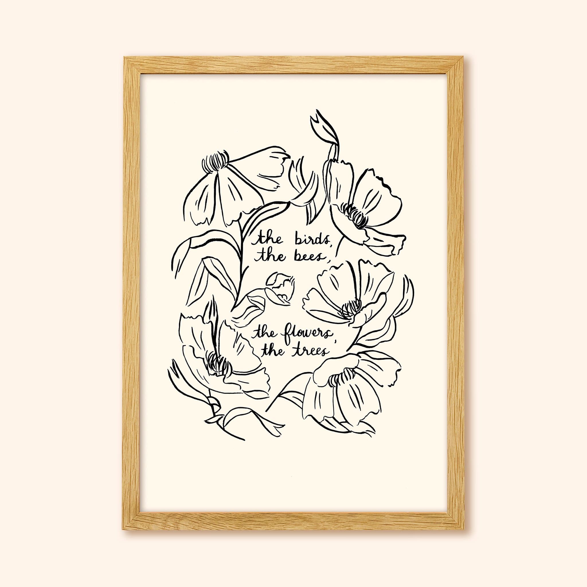 Minimal Floral Art Print - The Birds, The Bees