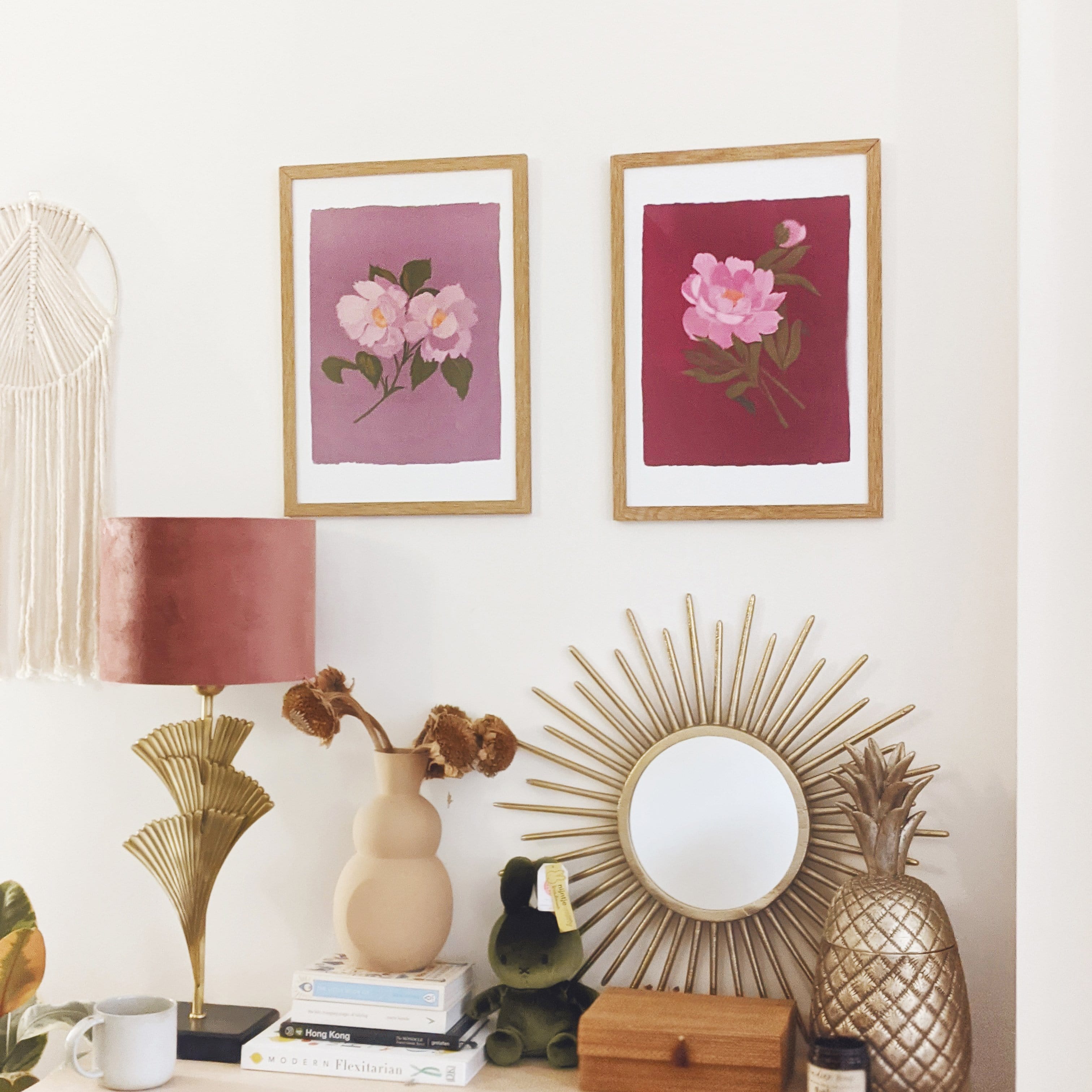 Pink Peony Floral Botanical Art Print