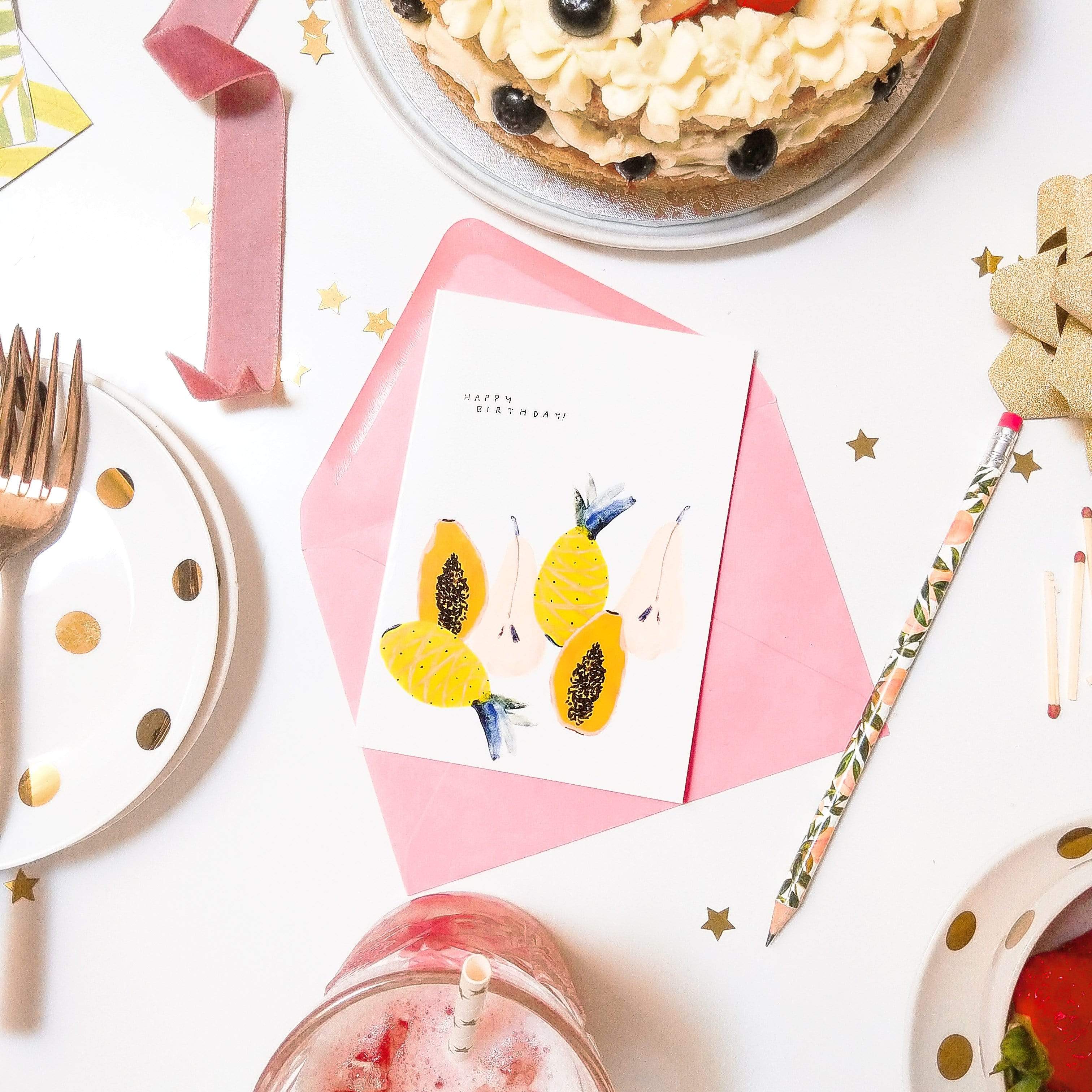 Tropical Fruits Summer Birthday Card